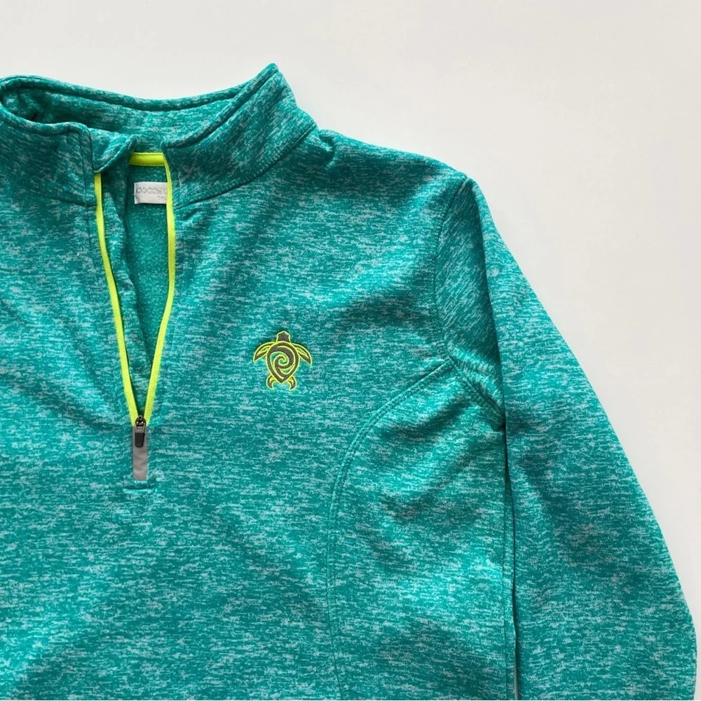 Coconut Creek Trading Co. Green Blue Turquoise Neon Quarter Zip Kanga Pocket - Picture 5 of 13